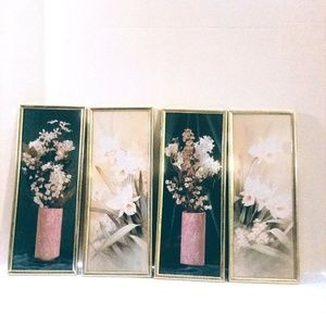 Gold Framed Vintage Floral Prints - Set of 4